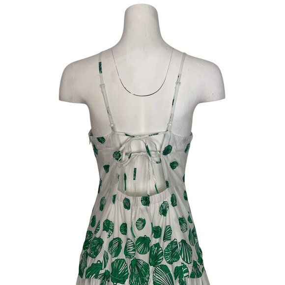 Anthropologie Maeve Halter Tiered Maxi Dress M White Green Seashell Resortwear - Picture 9 of 15